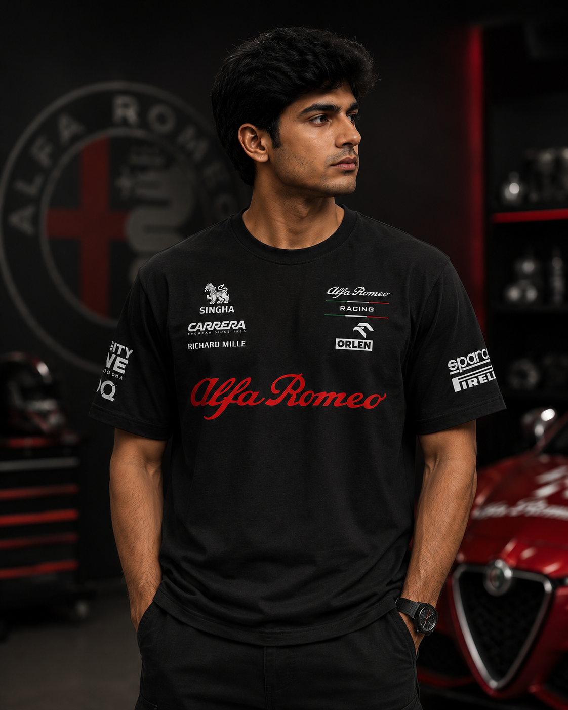 Kimi Räikkönen AR F1 Racing Team Inspired Black Cotton T-shirt