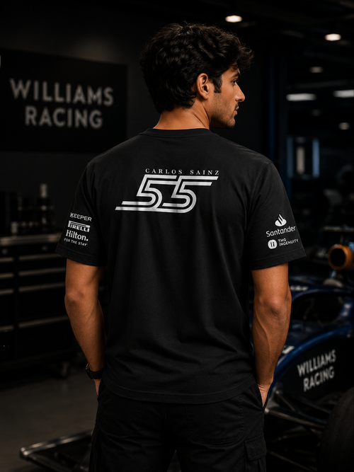 Carlos Sainz Inspired Black Cotton  T-shirt