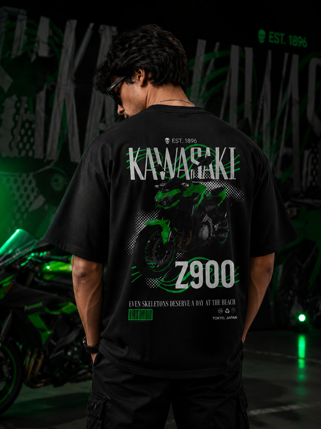 KRT Z900 Art Oversize Black Cotton T-shirt