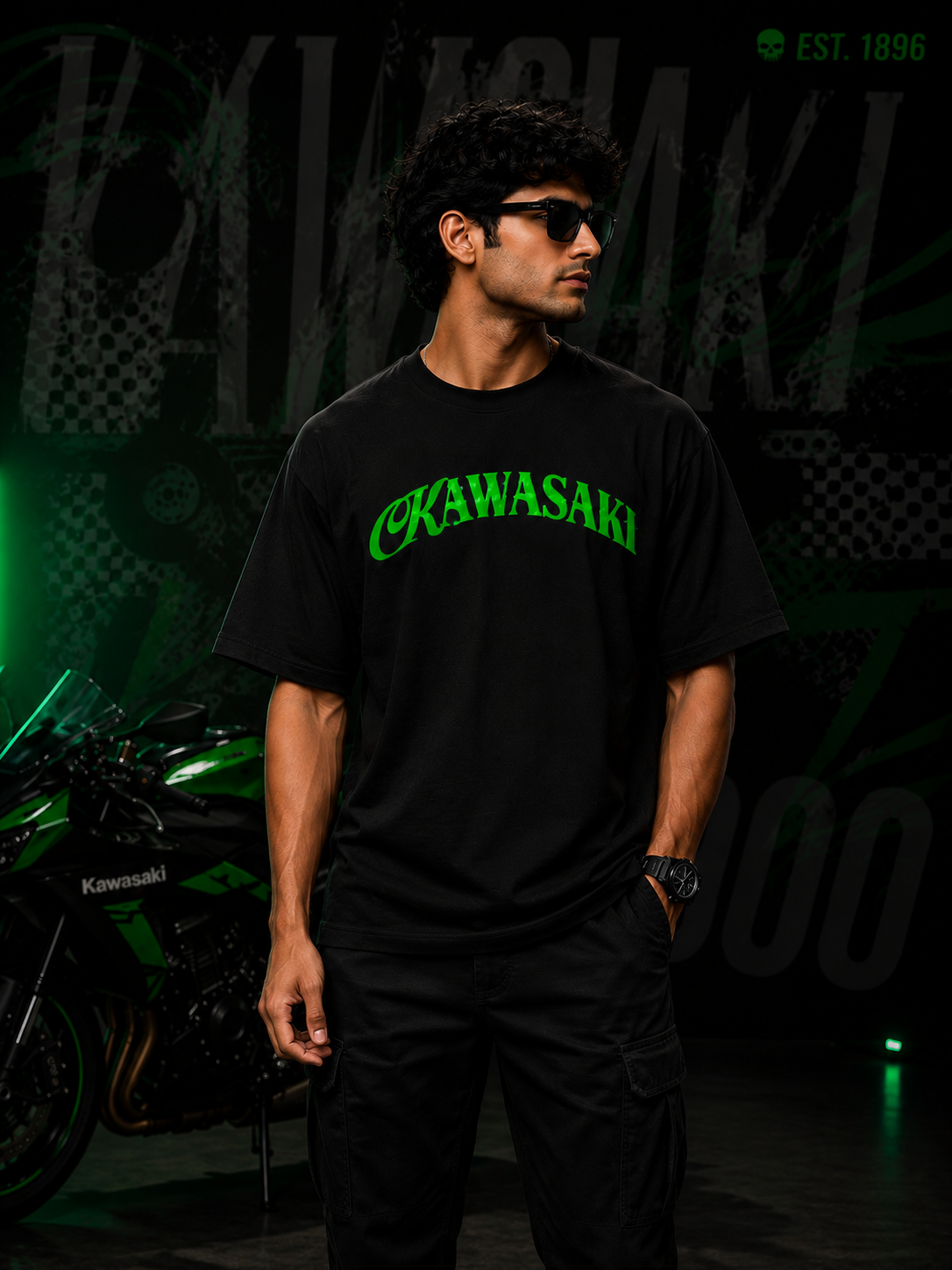 KRT Z900 Art Oversize Black Cotton T-shirt