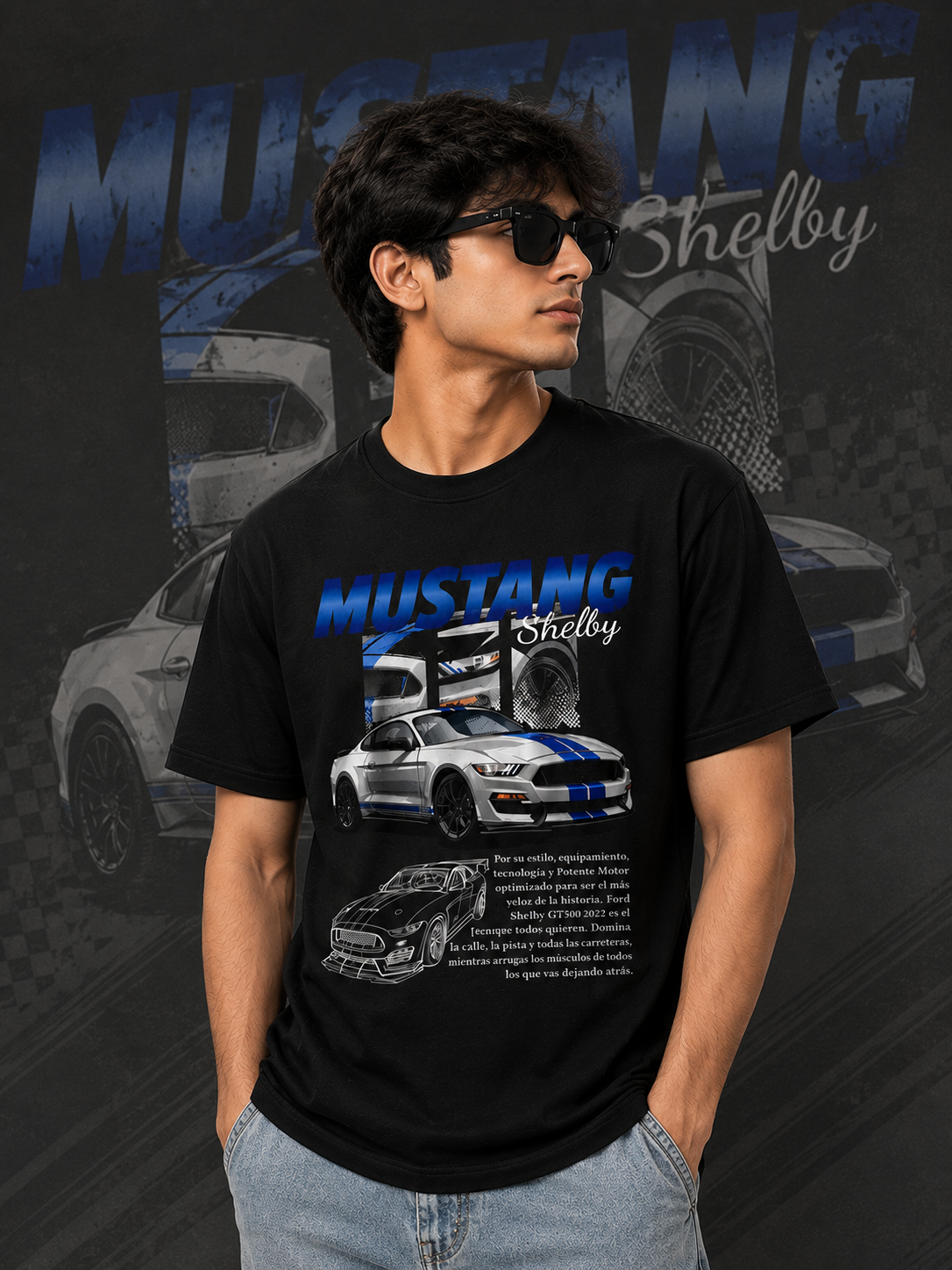 Shelby Inspired Art Black Cotton T-shirt