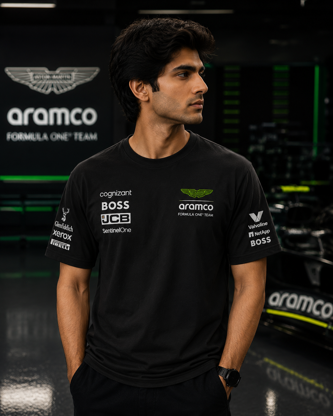 A Martin  F1 Racing Team Inspired Cotton T-shirt