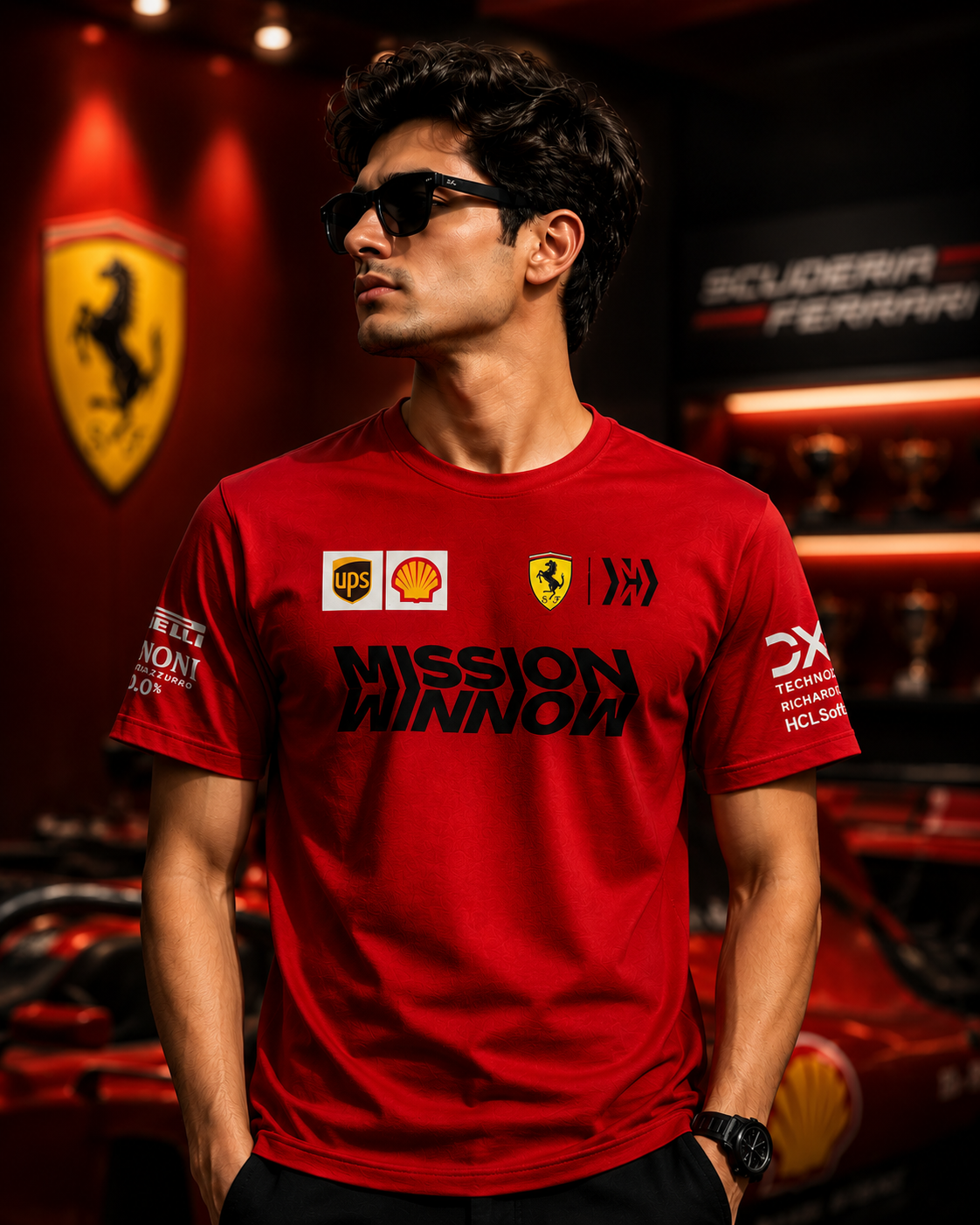 F1 Racing Team Crew Inspired Red Cotton T-shirt