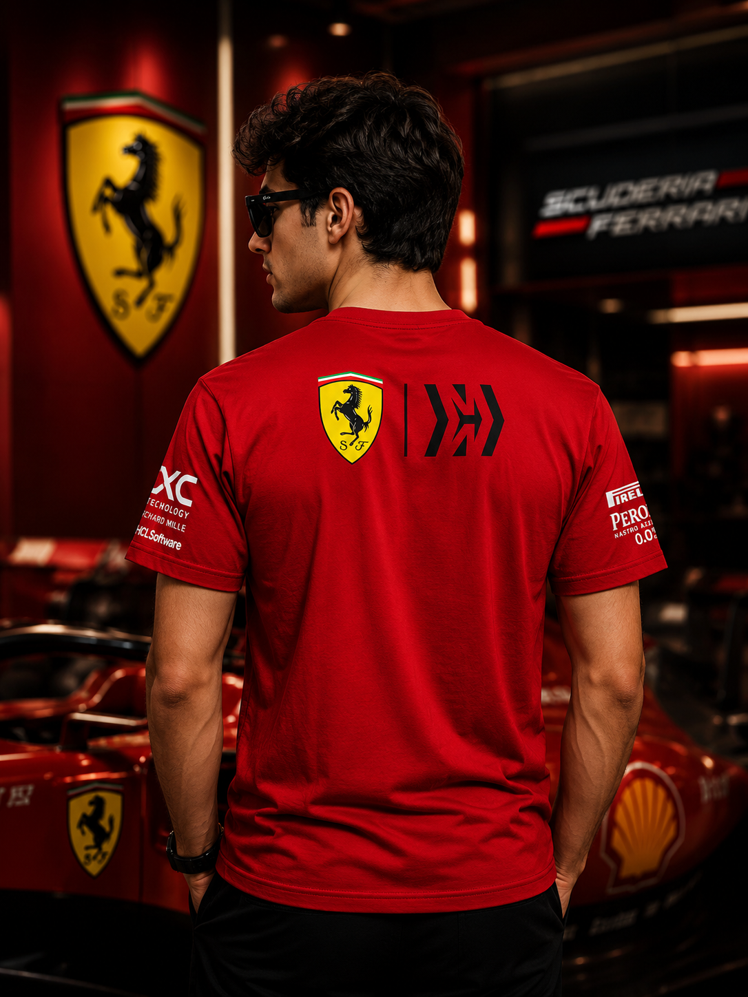 F1 Racing Team Crew Inspired Red Cotton T-shirt