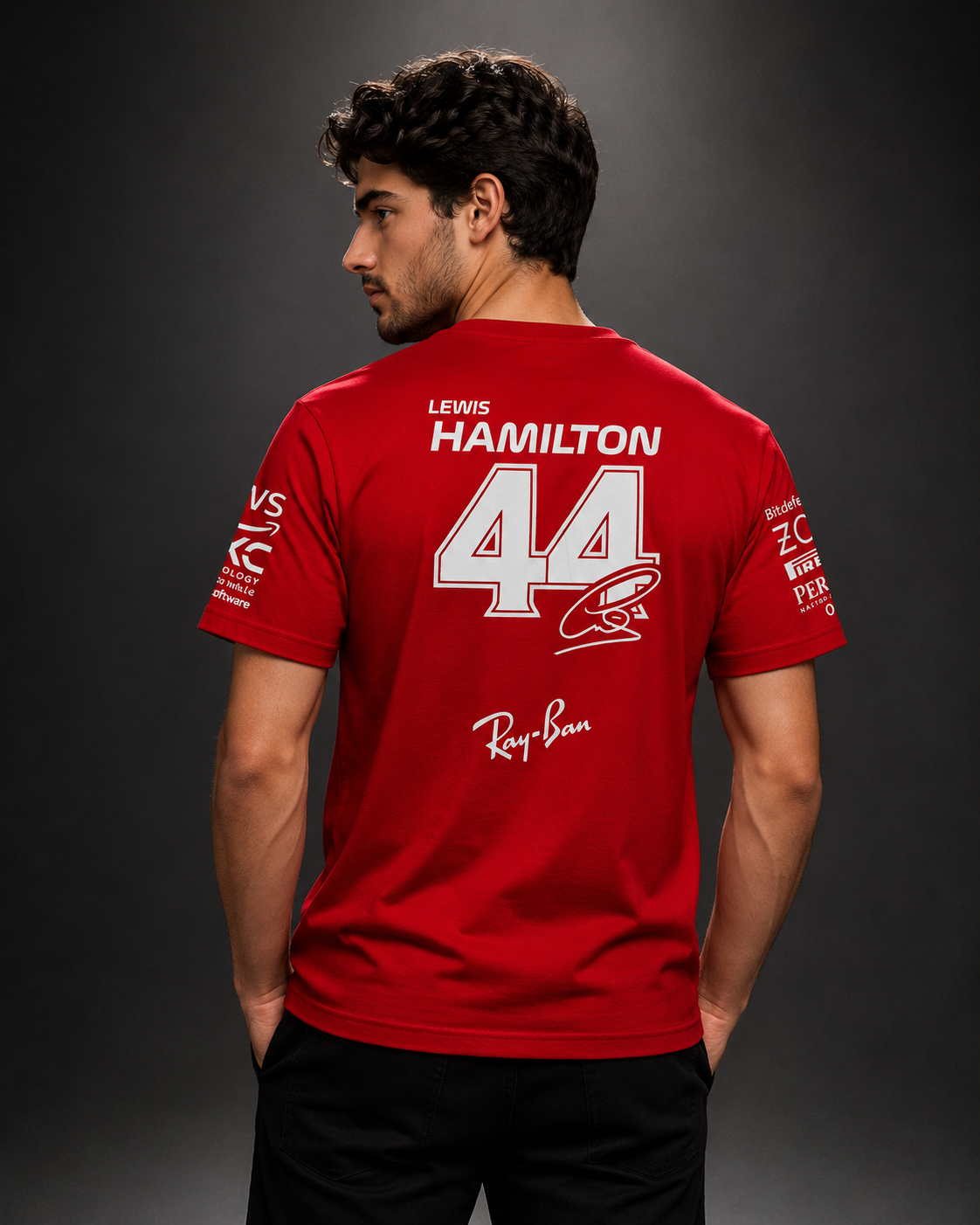 Lewis Hamilton New F1 Racing Team Edition Red Cotton T-shirt