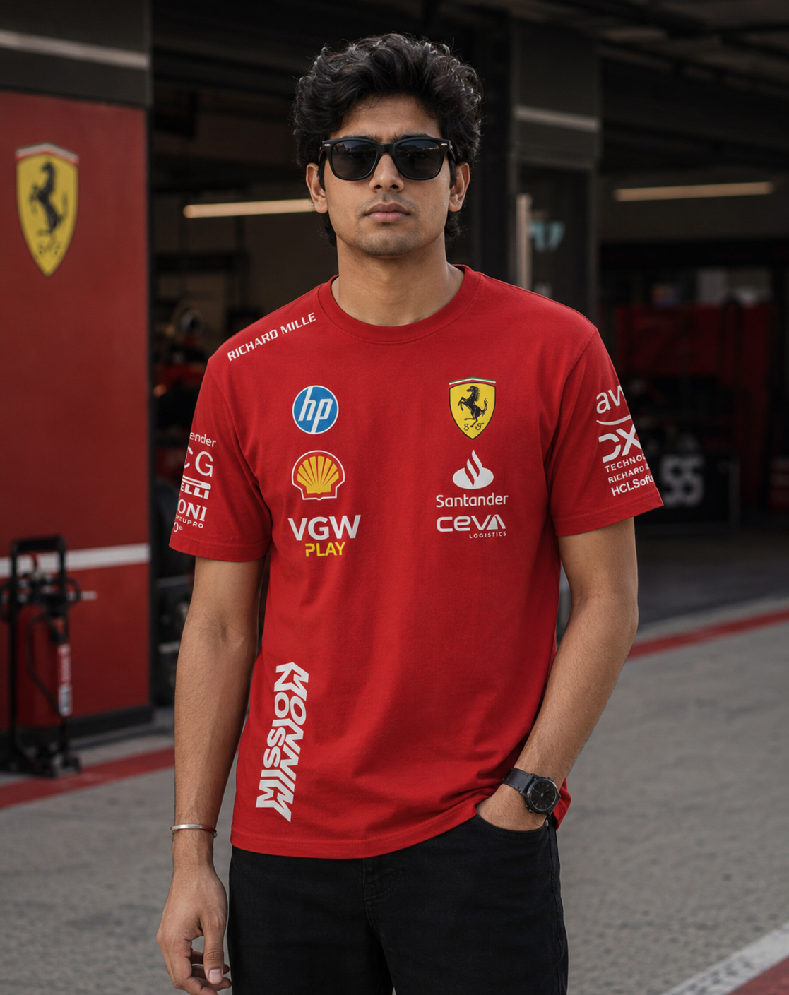 Charles Leclerc F1 racing team Inspired Cotton Red T-shirt