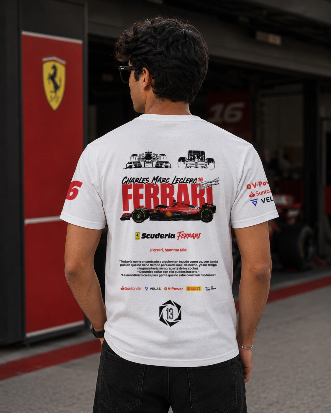 Scuderia Red Inspired F1 Art White Cotton T-shirt