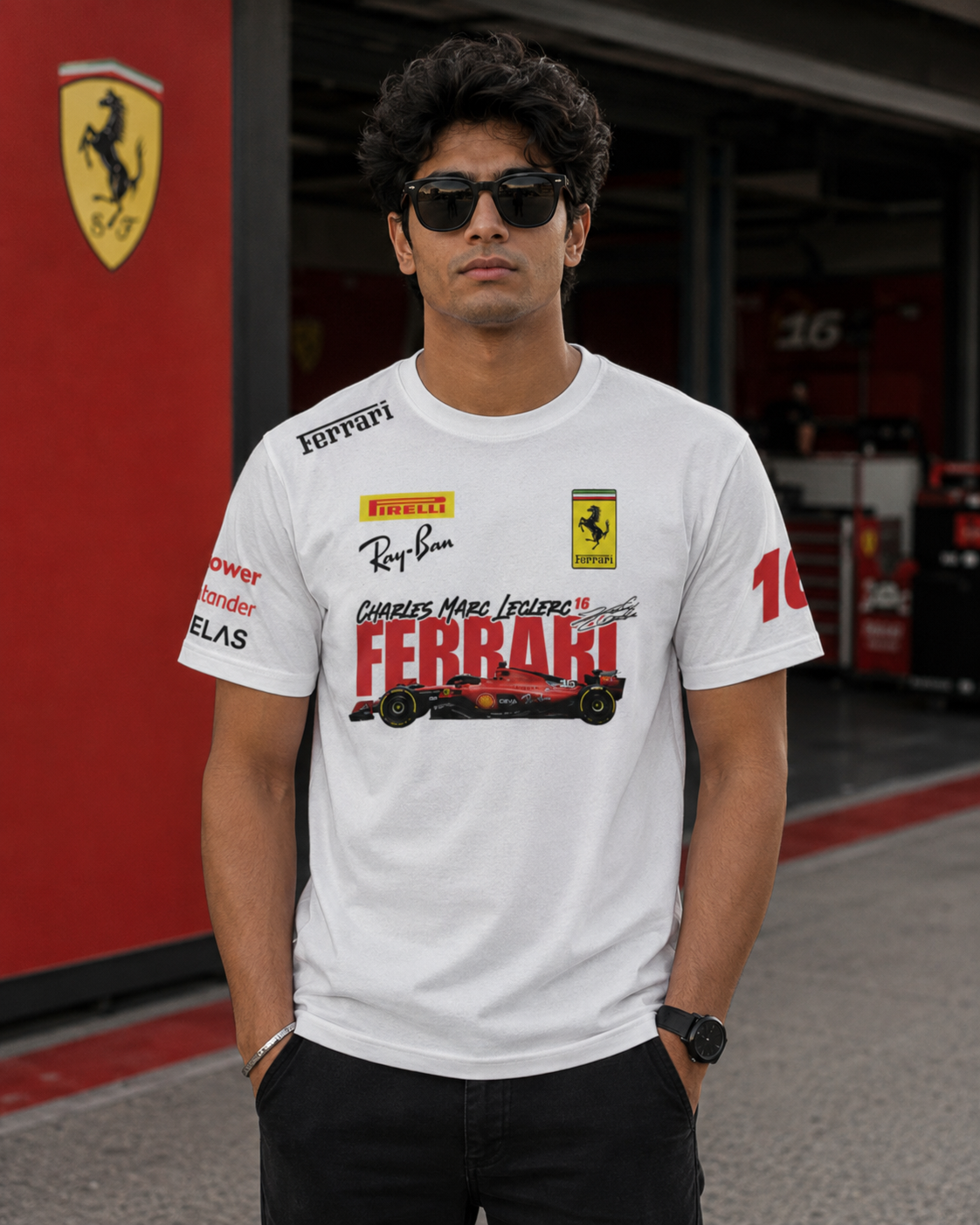 Scuderia Red Inspired F1 Art White Cotton T-shirt