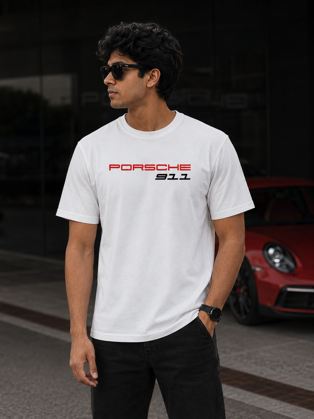 Porshe Fan Art White Cotton T-Shirt