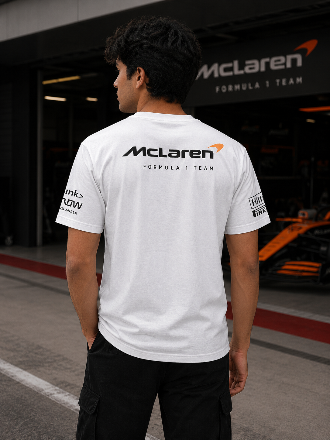 Lando Norris M  Racing Team Inspired White Cotton T-Shirt