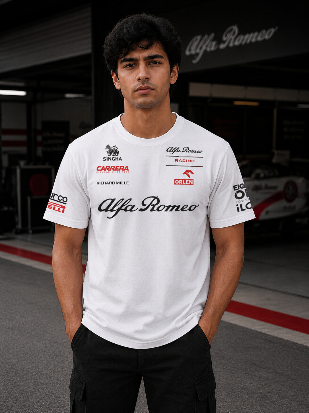 Kimi Räikkönen AR F1 Racing Team Inspired White Cotton T-shirt