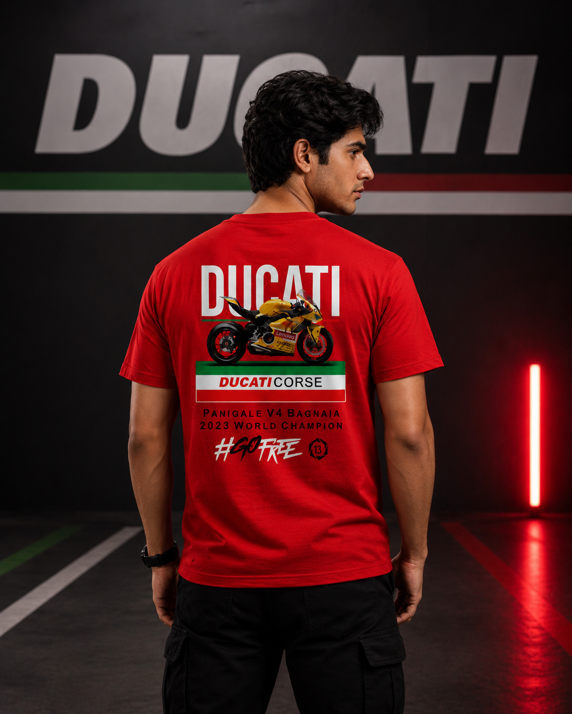 D Panigale V4 inspired Art Red Cotton T-shirt