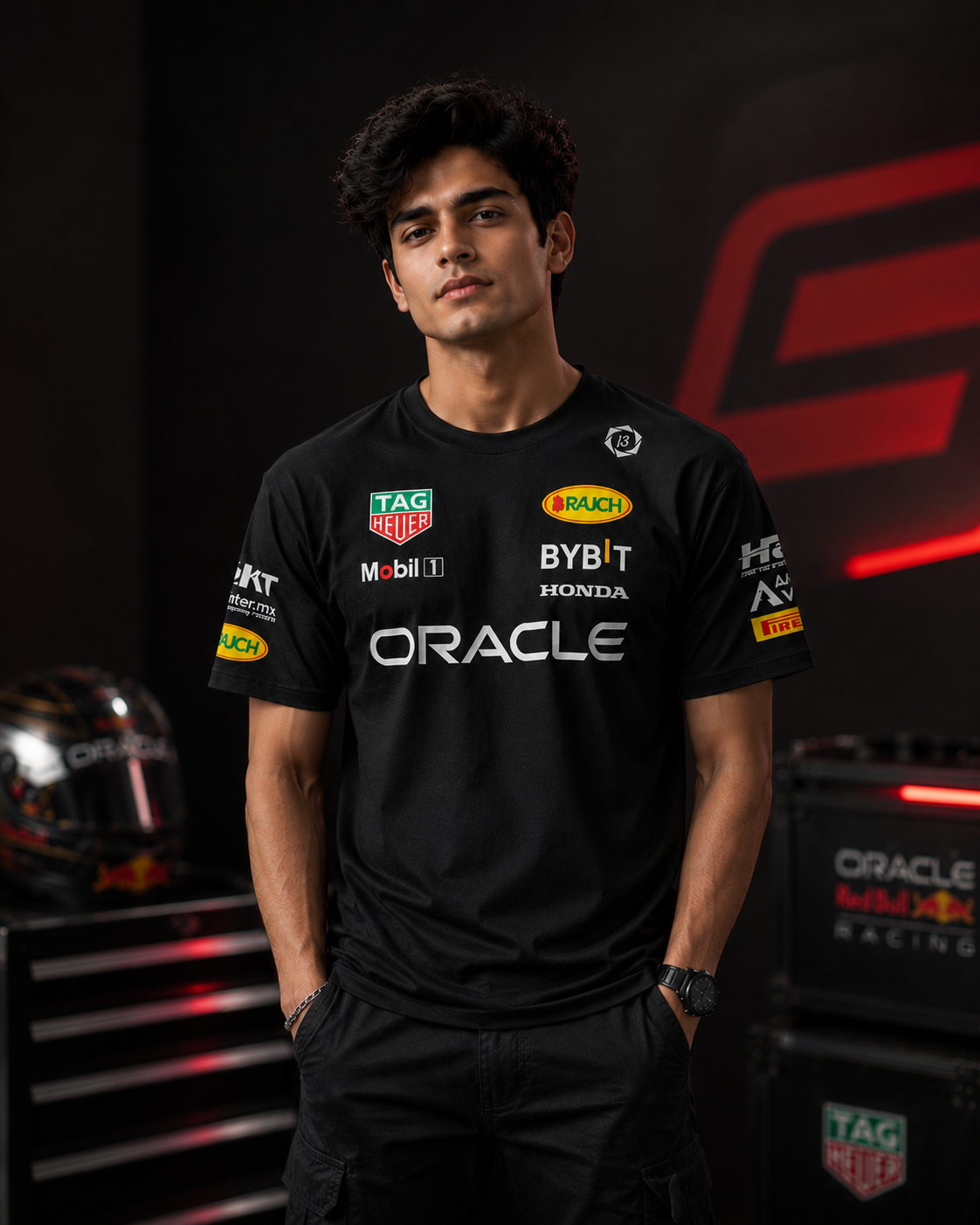 Max Verstappen F1 Racing Team Inspired Black Cotton T-shirt
