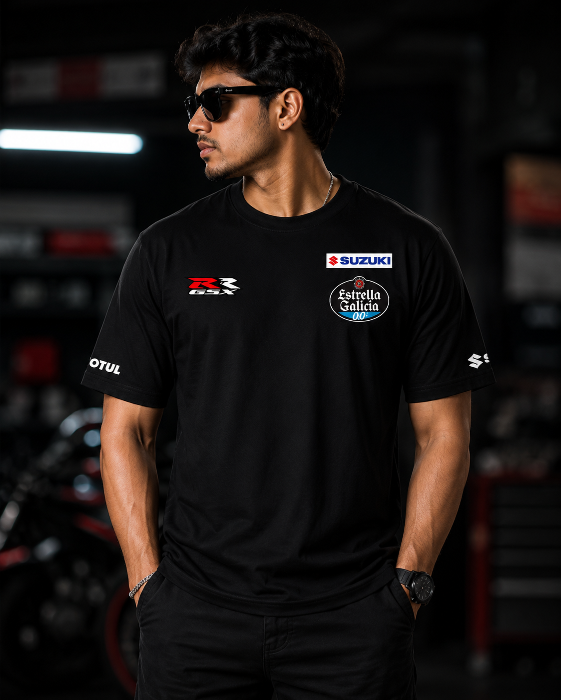 S Racing Team Black Cotton T-Shirt