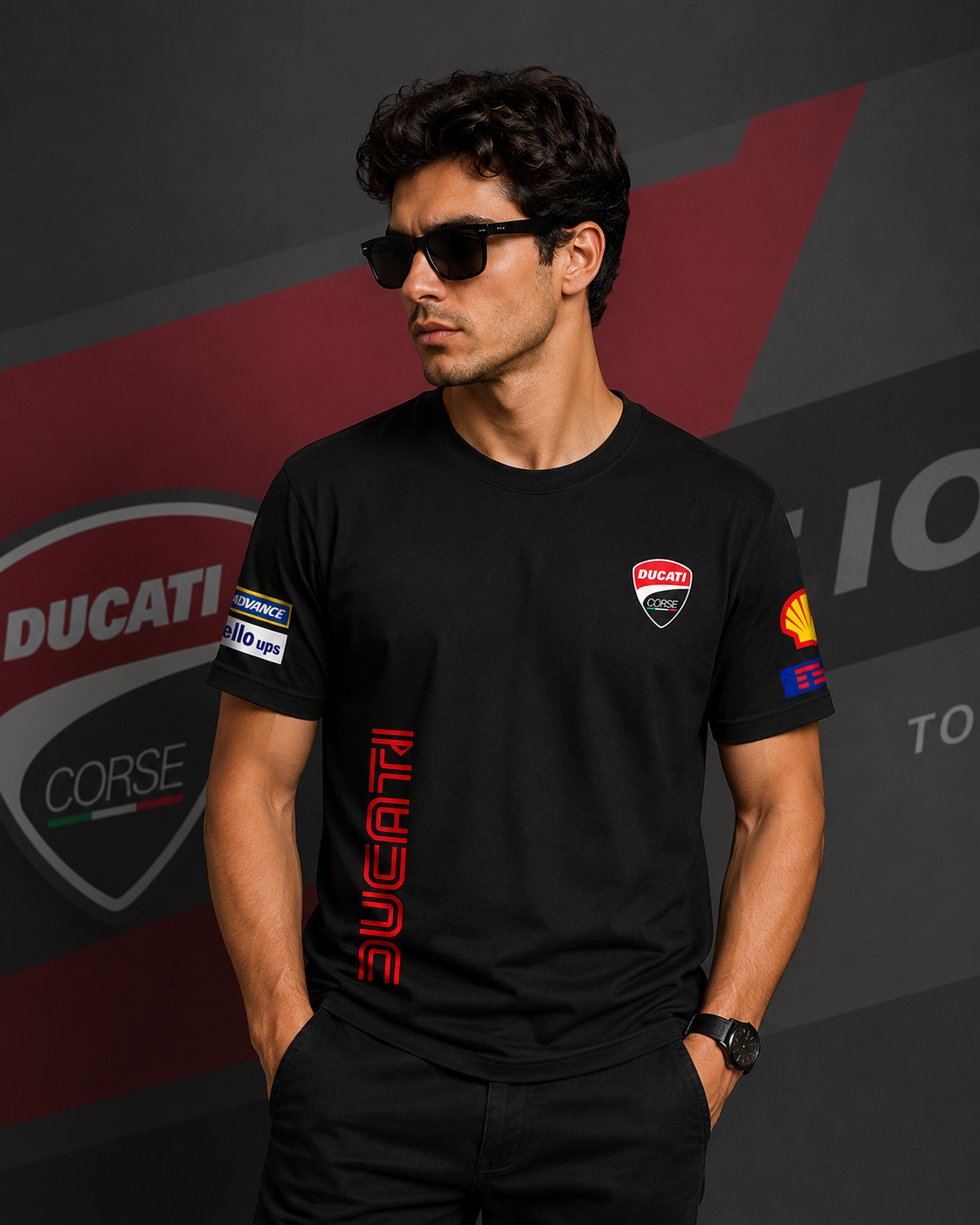 D Moto GP Racing Team Black Cotton T-shirt