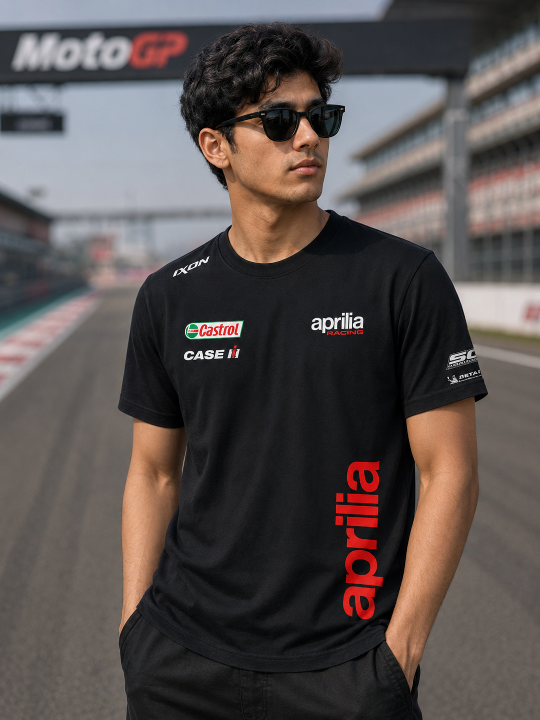 A Racing Black Cotton T-shirt