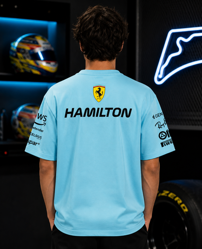 Lewis Hamilton 44 Edition Inspired Oversize light blue Cotton T-shirt