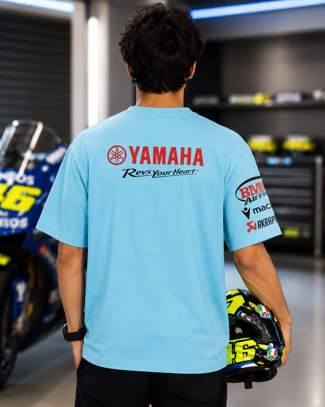 VR 46 M GP Inspired Oversize light blue Cotton T-shirt