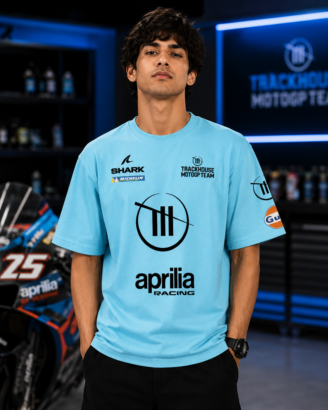 A  Racing Edition Inspired Oversize light blue Cotton T-shirt