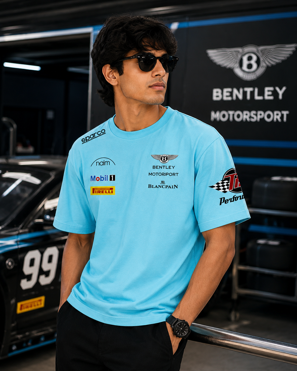 B Motosport Edition Inspired Oversize light blue Cotton T-shirt