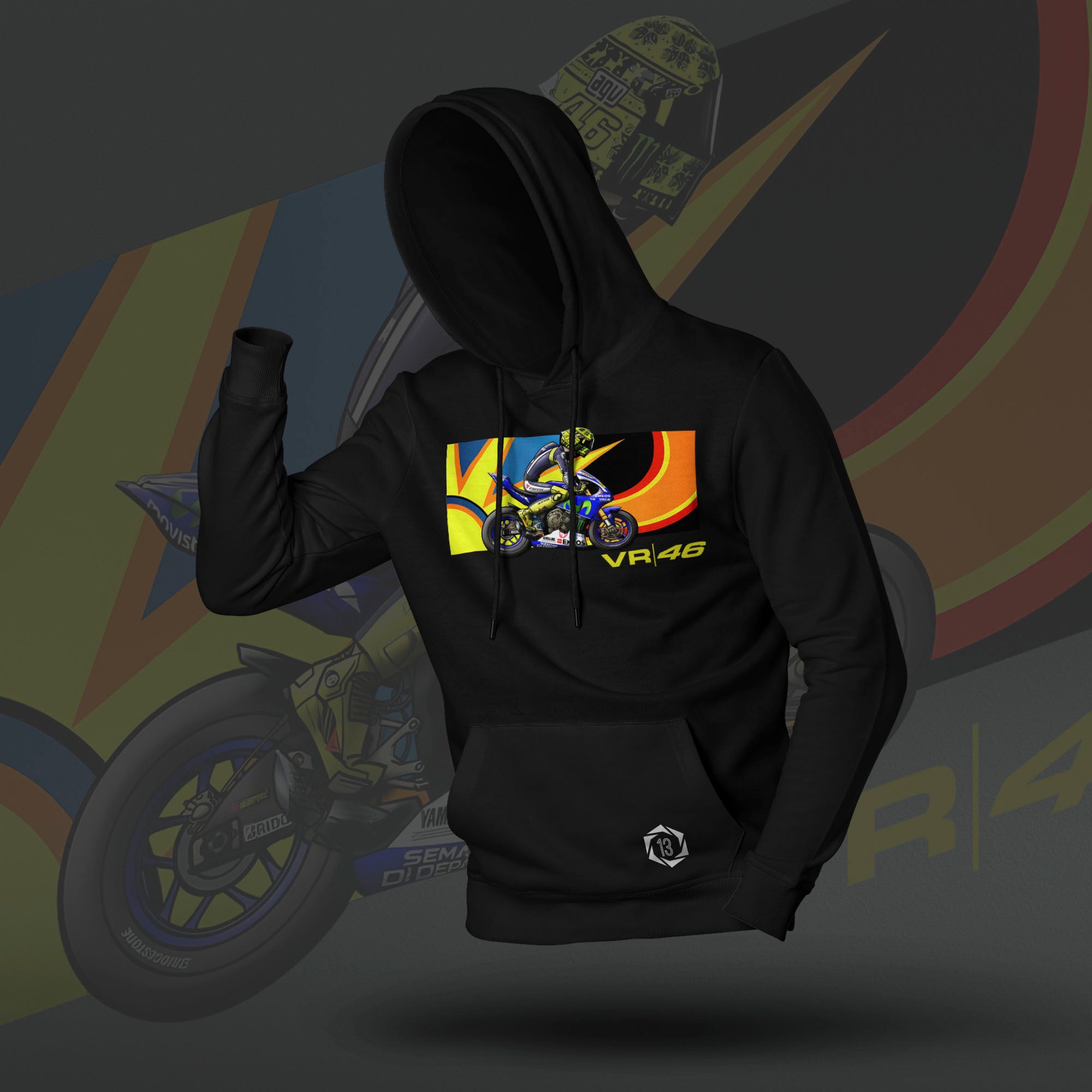 Valentino Rossi Inspired Art Black Drop Shoulder Hoodie