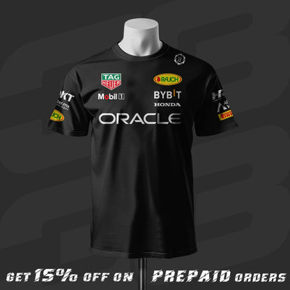 Max Verstappen F1 Racing Team Inspired Black Cotton T-shirt