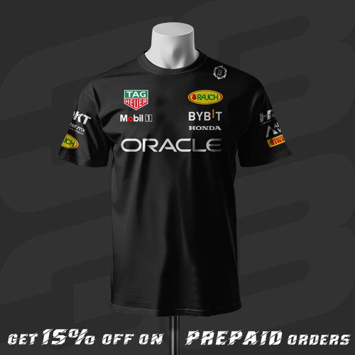 Max Verstappen F1 Racing Team Inspired Black Cotton T-shirt