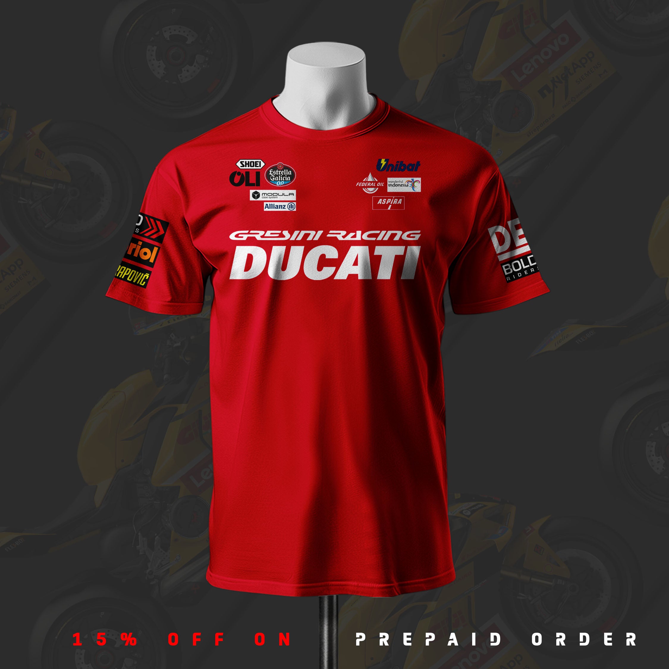 D Gresini Racing Inspired Red Cotton T-shirt