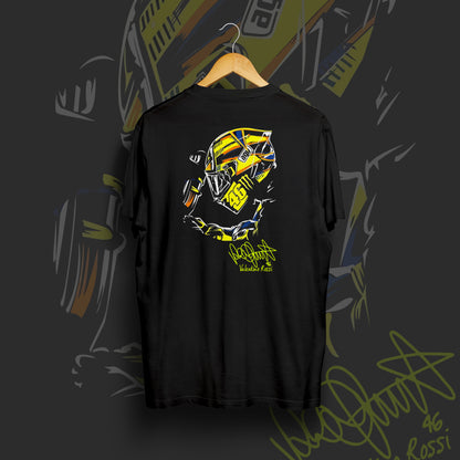VR 46 Helmet Art 2.0 Black Cotton T-shirt