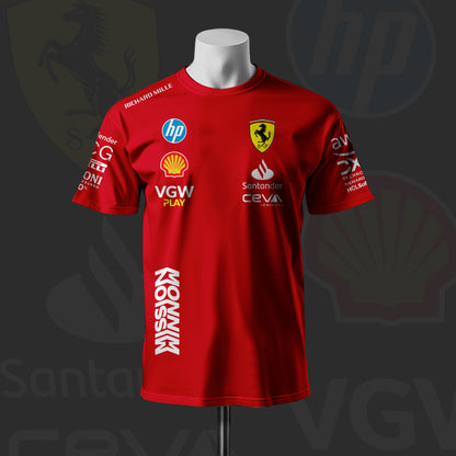 Lewis Hamilton New F1 Racing Team Edition Red Cotton T-shirt