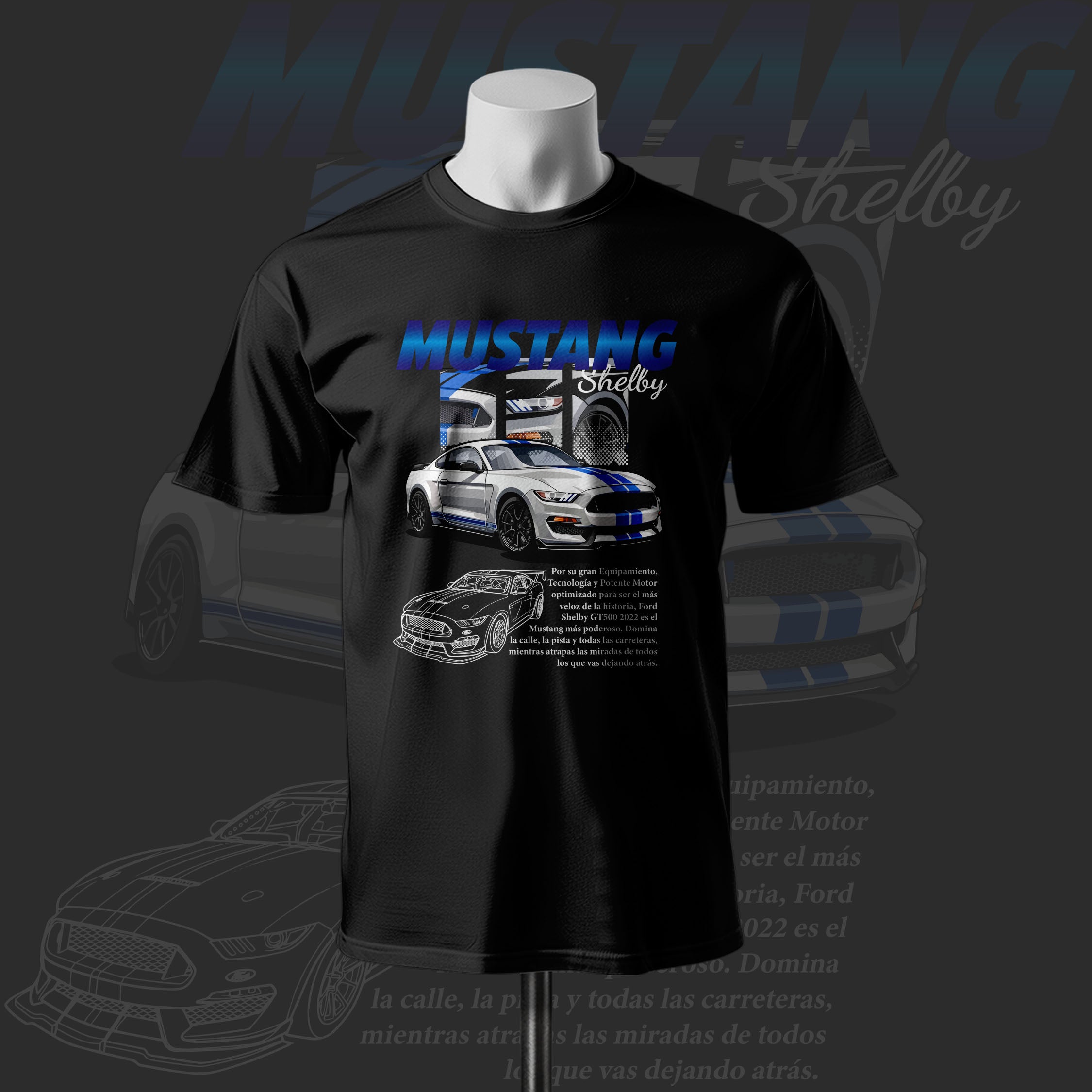Shelby Inspired Art Black Cotton T-shirt