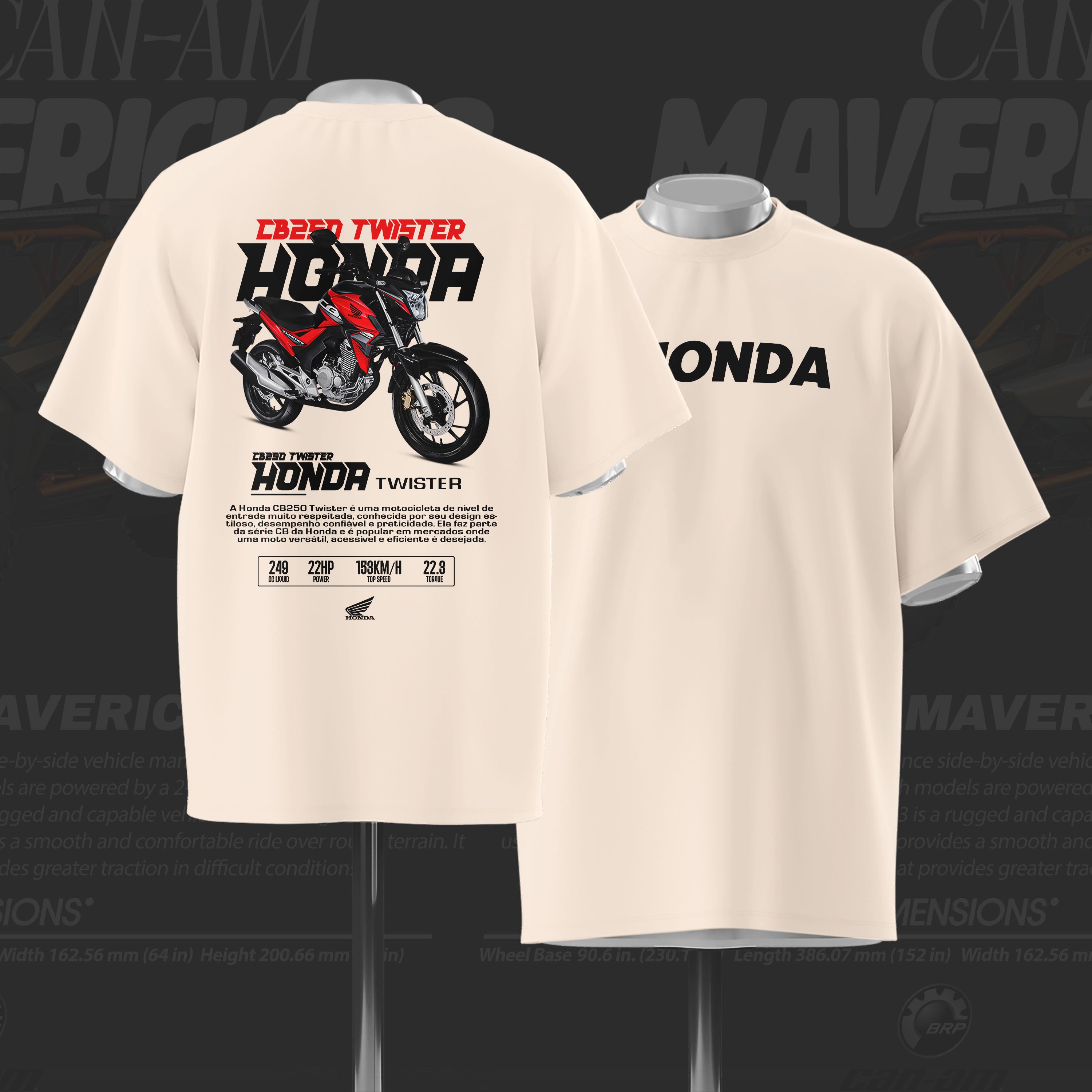 CB-250 Twister Art Oversize Off white Cotton T-shirt