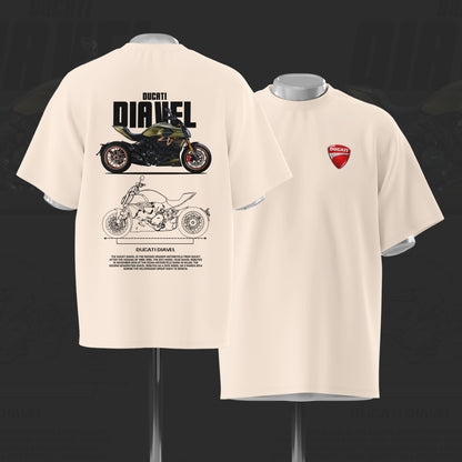 Ducati DIAVEL Art Oversize Off White Cotton T-shirt