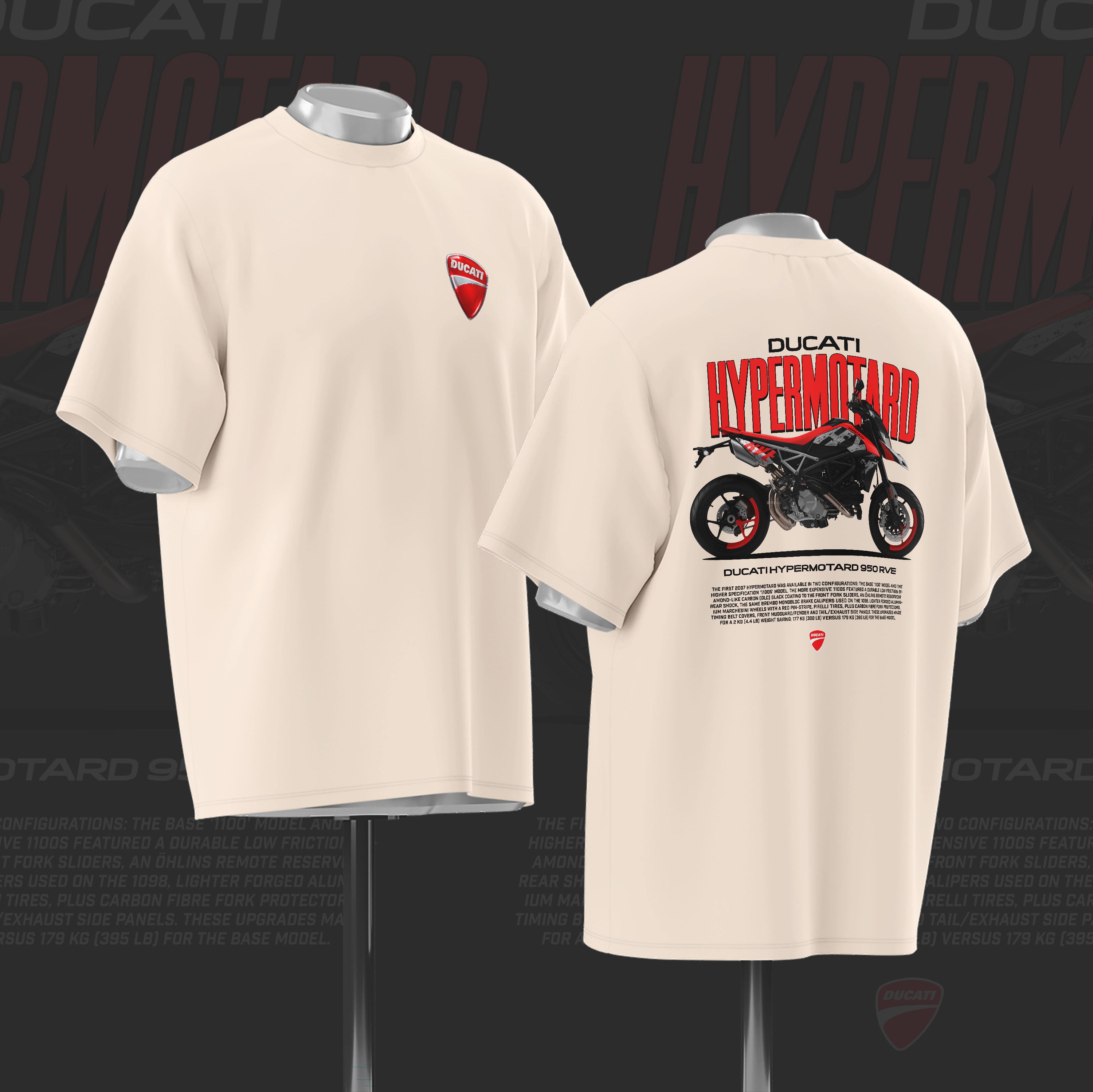 D Hypermotard Art Oversize Cotton T-shirt