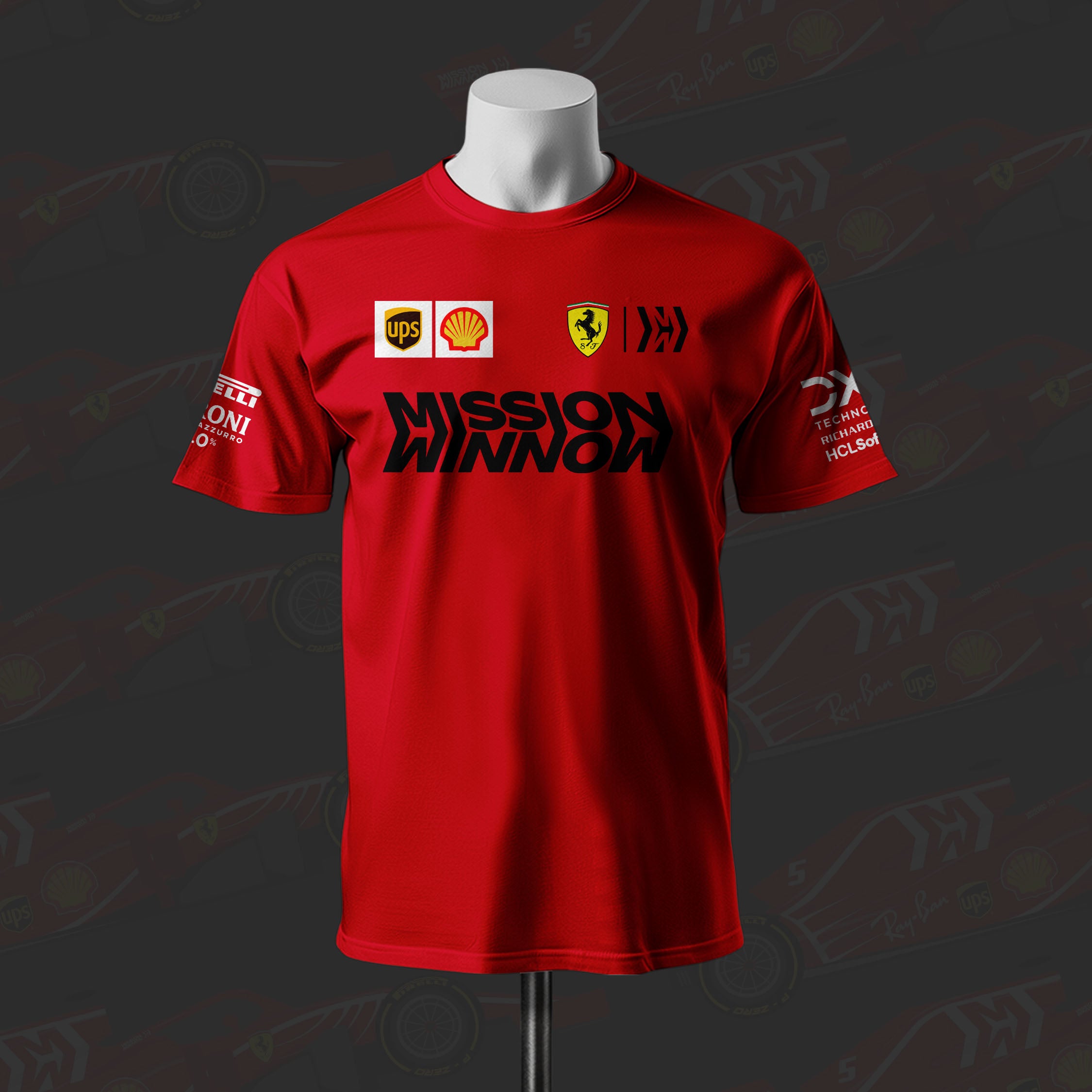 F1 Racing Team Crew Inspired Red Cotton T-shirt