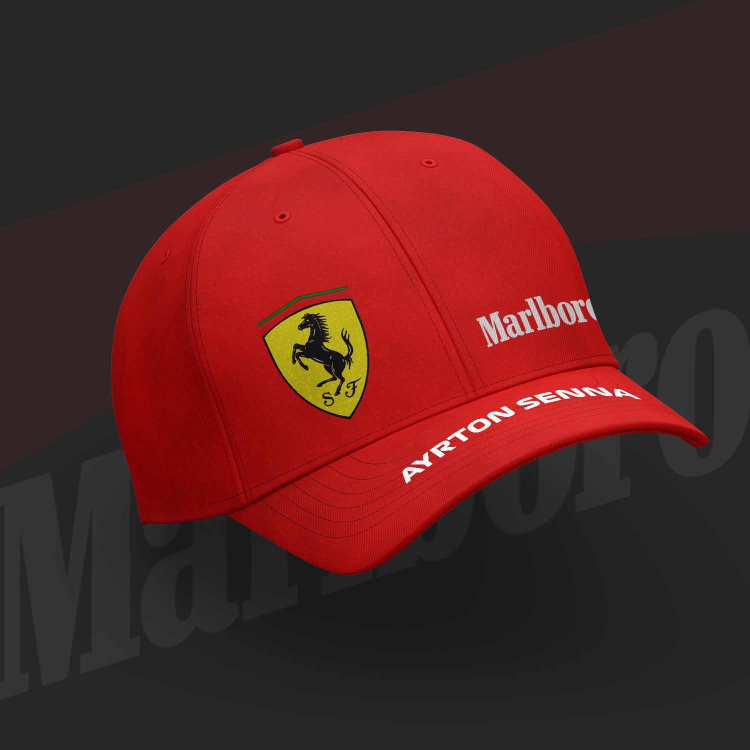 Ayrton Senna Inspired 6 Panel RED Cap