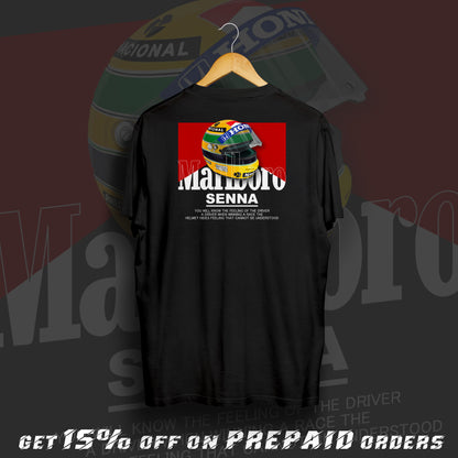 Ayrton Senna Inspired Art Style Black Cotton  T-Shirt