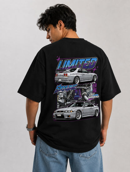 Skyline 400R Art Oversize Black Cotton T-shirt