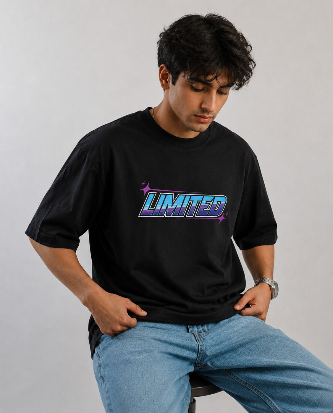 Skyline 400R Art Oversize Black Cotton T-shirt