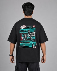 Drift King Street Art Oversize Black Cotton T-shirt