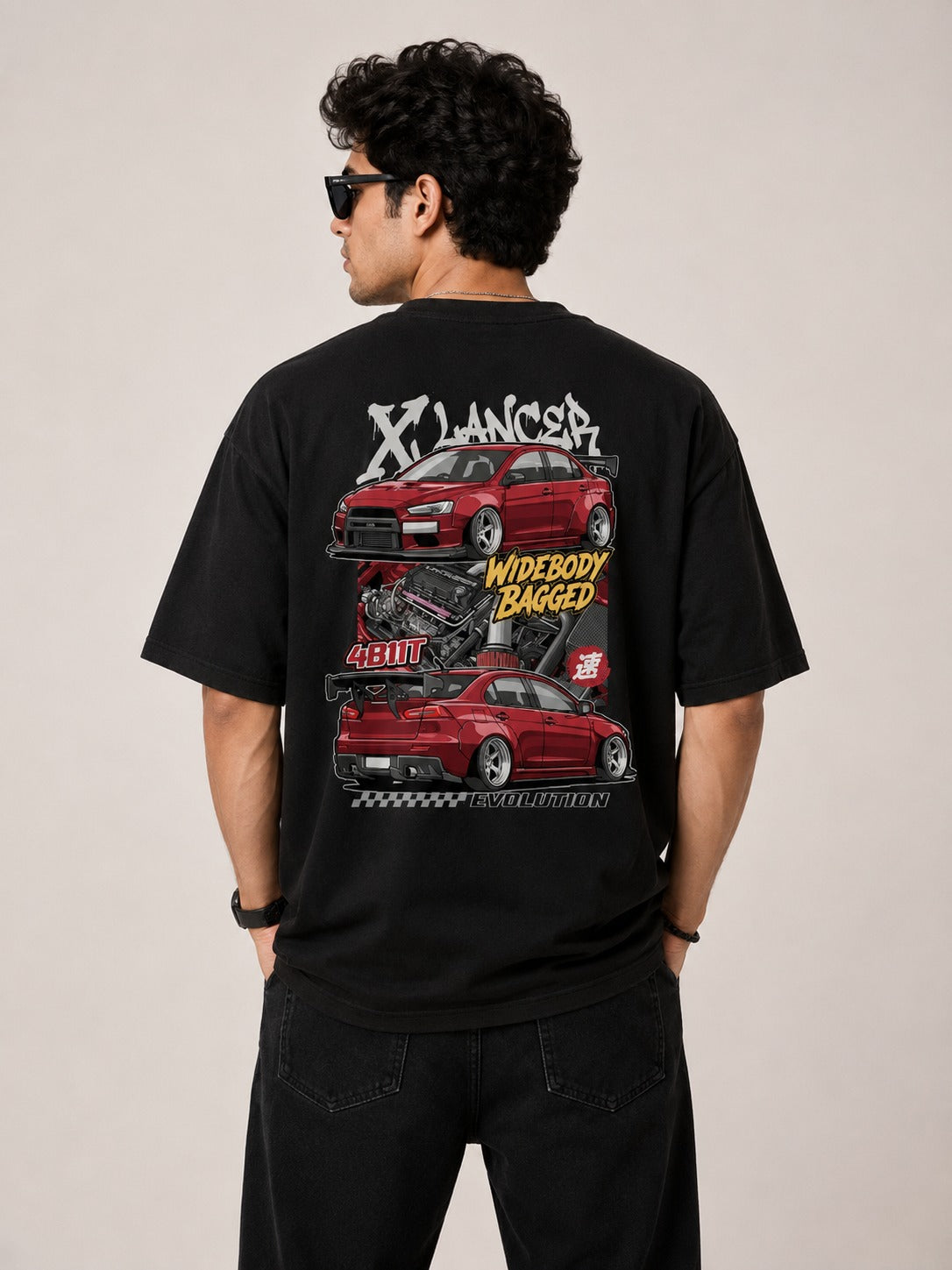 Wideboy Bagged 4B11T Street Art Oversize Black Cotton T-shirt
