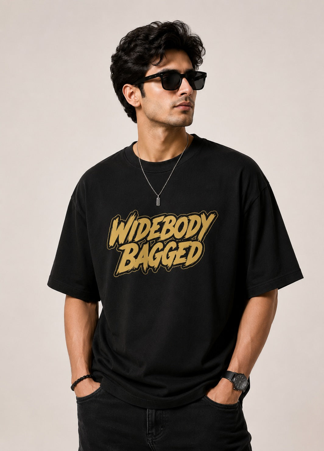 Wideboy Bagged 4B11T Street Art Oversize Black Cotton T-shirt