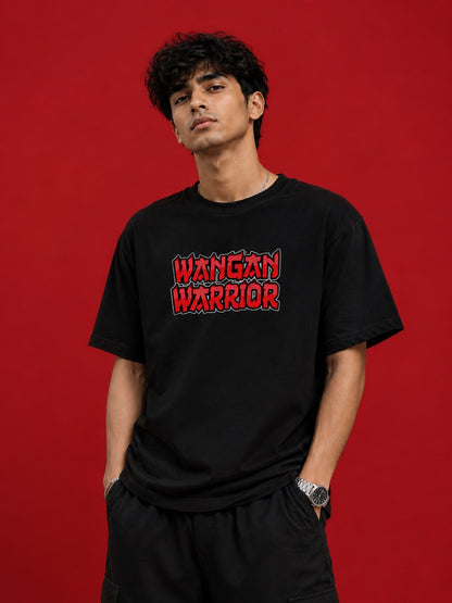 Wangan Warrior Street Art Oversize Black Cotton T-shirt