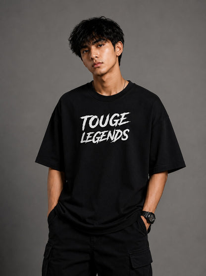 Touge Legends S13 Street Art Oversize Black Cotton T-shirt