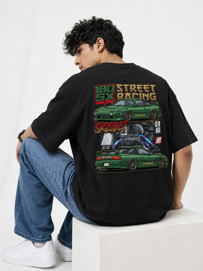 Nissan 180SX Street Art Oversize Black Cotton T-shirt