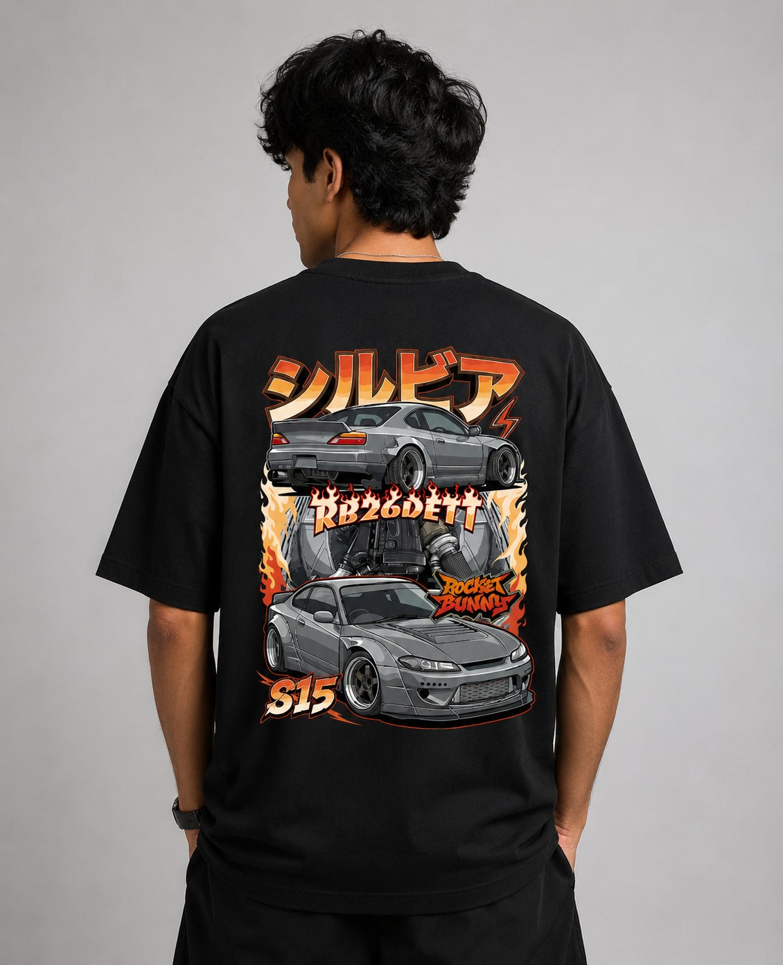 Rocket Bunny S15 Street Art Oversize Black Cotton T-shirt