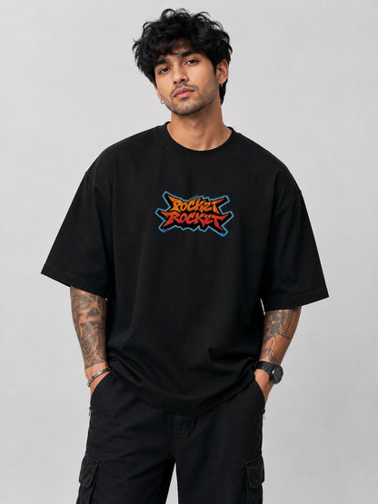 Roadster MX5 Street Art Oversize Black Cotton T-shirt