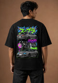 JZA80 Street Art Oversize Black Cotton T-shirt