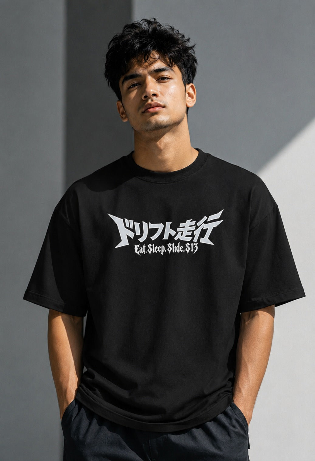 Touge Dancer Art Oversize Black Cotton T-shirt