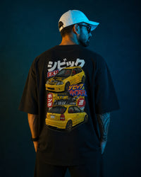 Civic Type R Art Oversize Black Cotton T-shirt